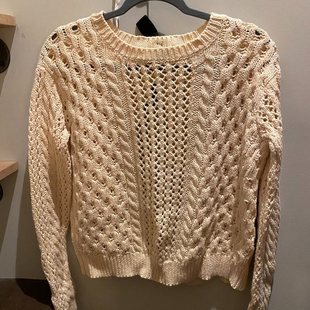 Topshop open back cable knit bow sweater S